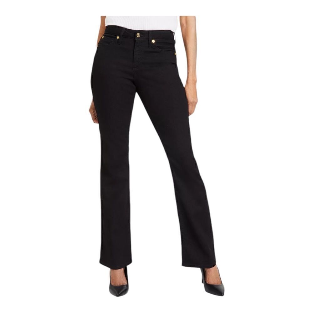 INC international Concepts Mid-Rise Cropped Flare-Leg Jeans Deep Black 12/31 NWT